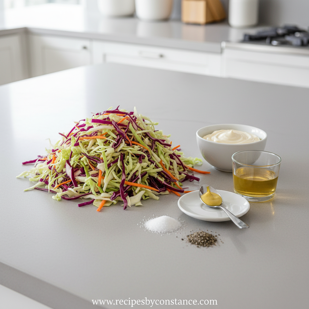 Fresh ingredients for Gordon Ramsay coleslaw