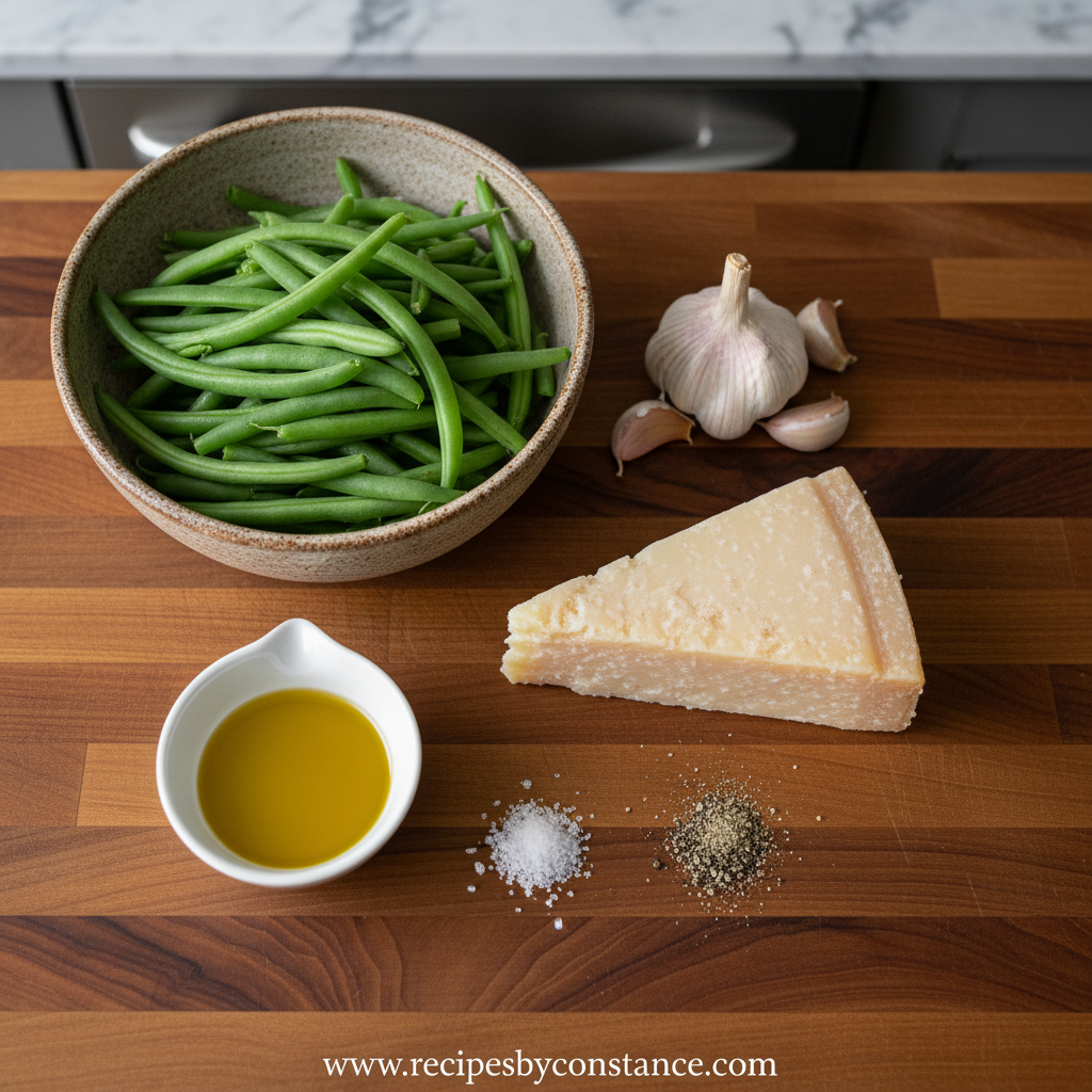 Ingredients for garlic Parmesan roasted green beans