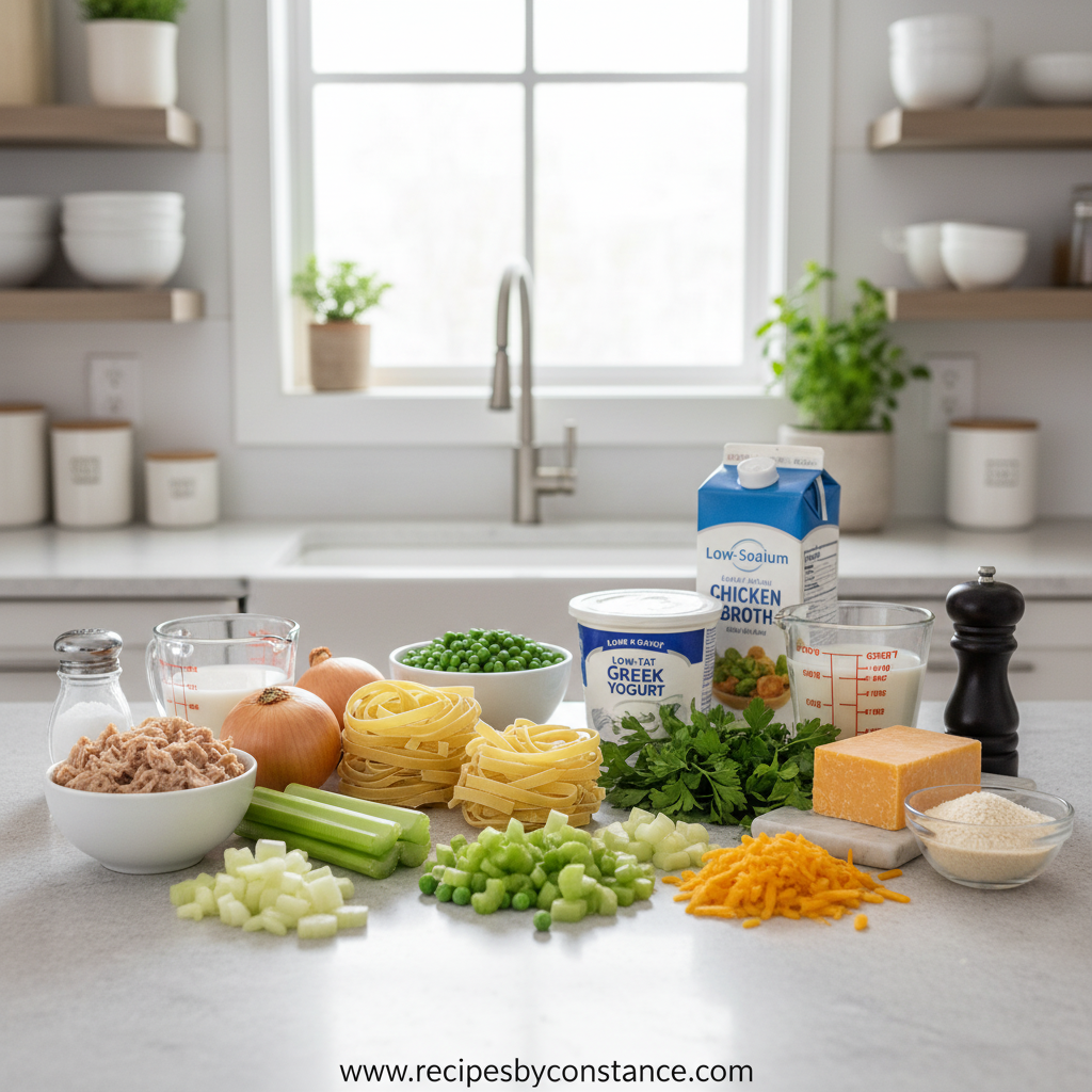 Ingredients for healthy tuna casserole