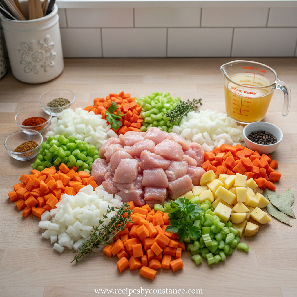 Ingredients for slow cooker chicken stew
