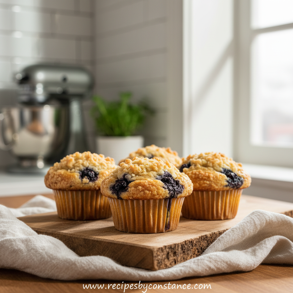 Bakery Style Streusel Blueberry Muffins: The Ultimate Fluffy Recipe 1 Bakery-style fluffy blueberry muffins with streusel topping