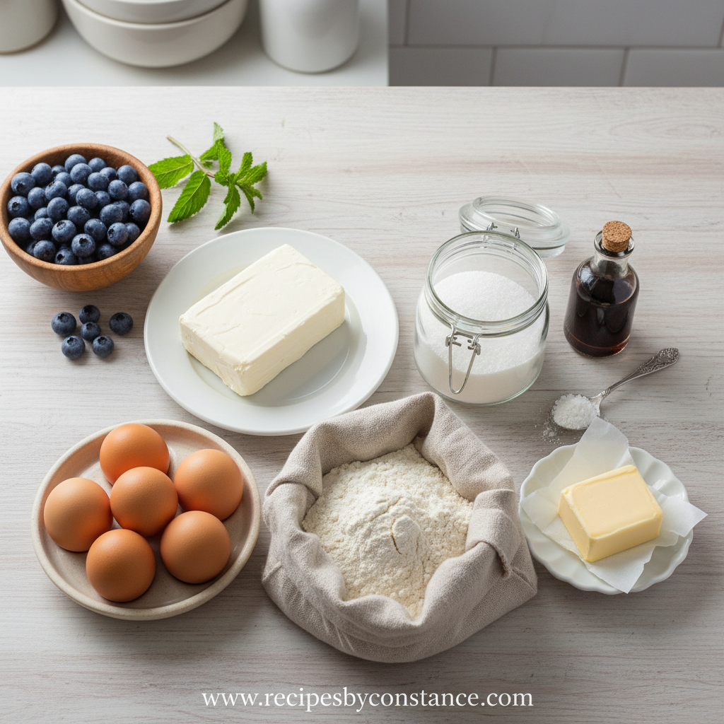 Ingredients for Blueberry Cream Cheese Muffins