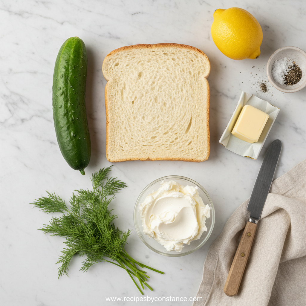 Ingredients for cucumber sandwiches
