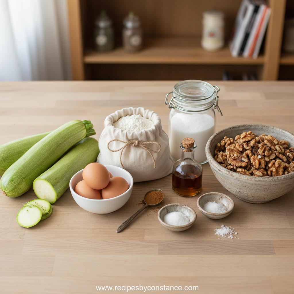 Ingredients for Moist Zucchini Bread