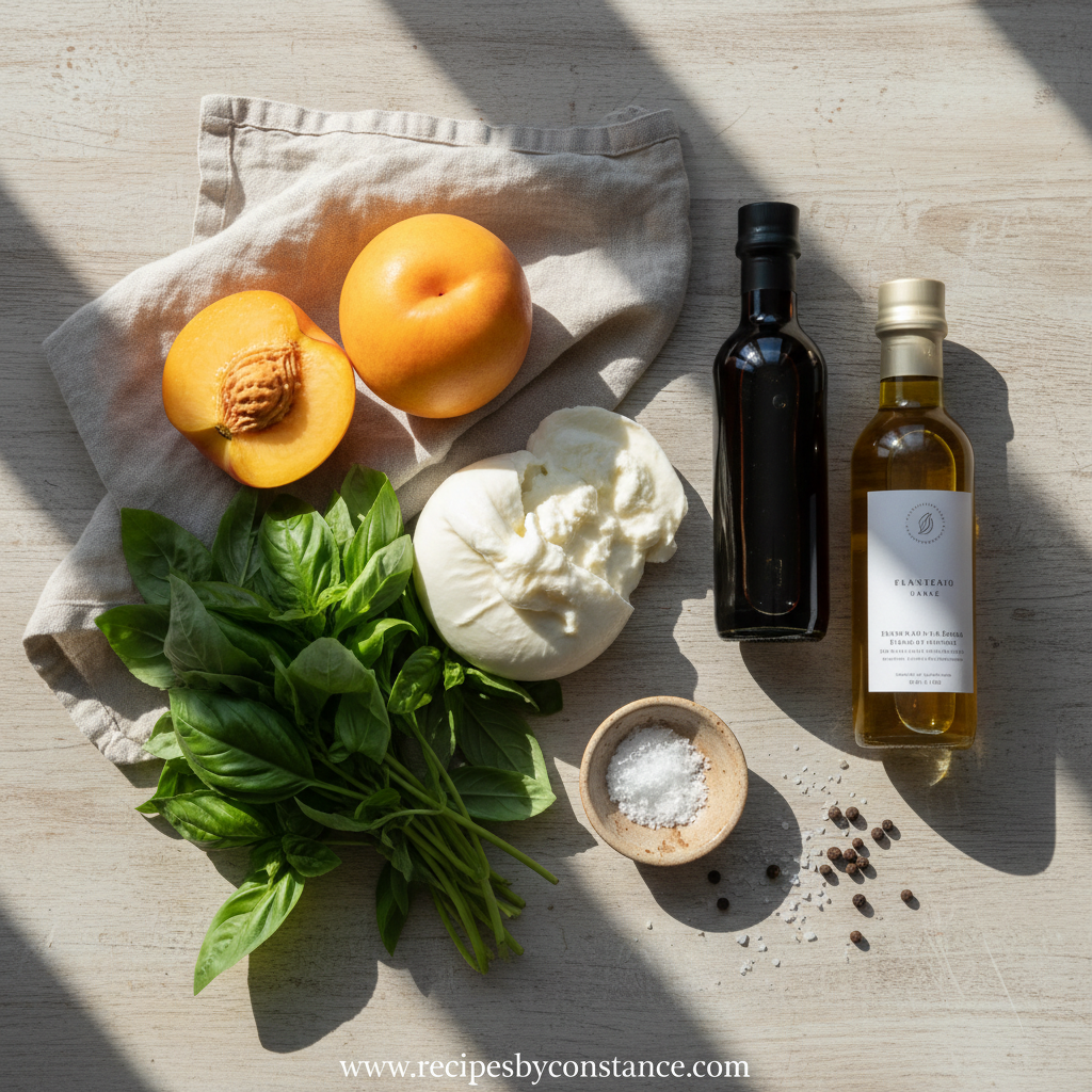 Ingredients for Grilled Peach Burrata Salad