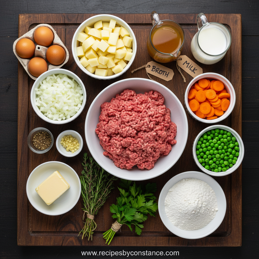 Ingredients for Hearty Ground Beef Potato Pie