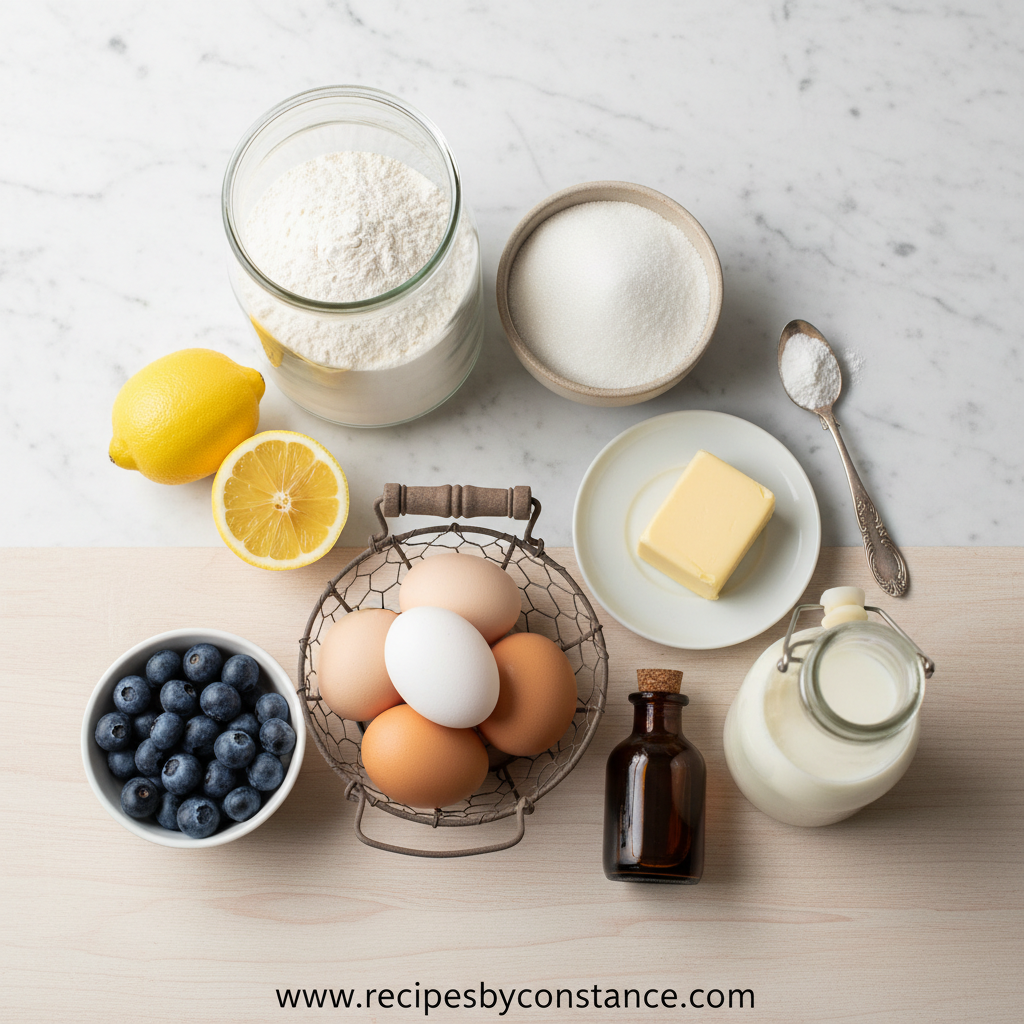 Ingredients for Lemon Blueberry Muffins