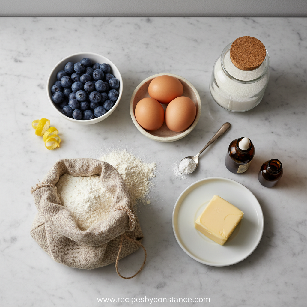 Ingredients for blueberry muffins