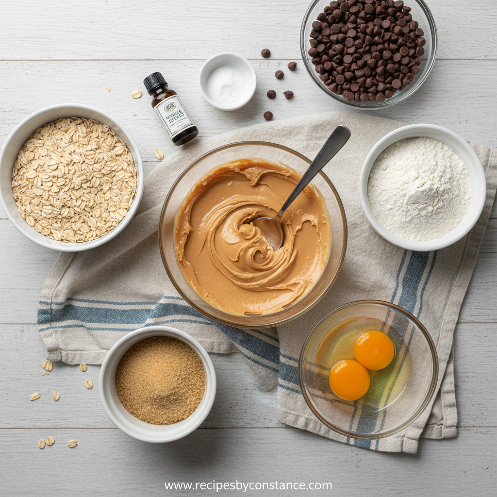 Ingredients for Peanut Butter Oatmeal Cookies