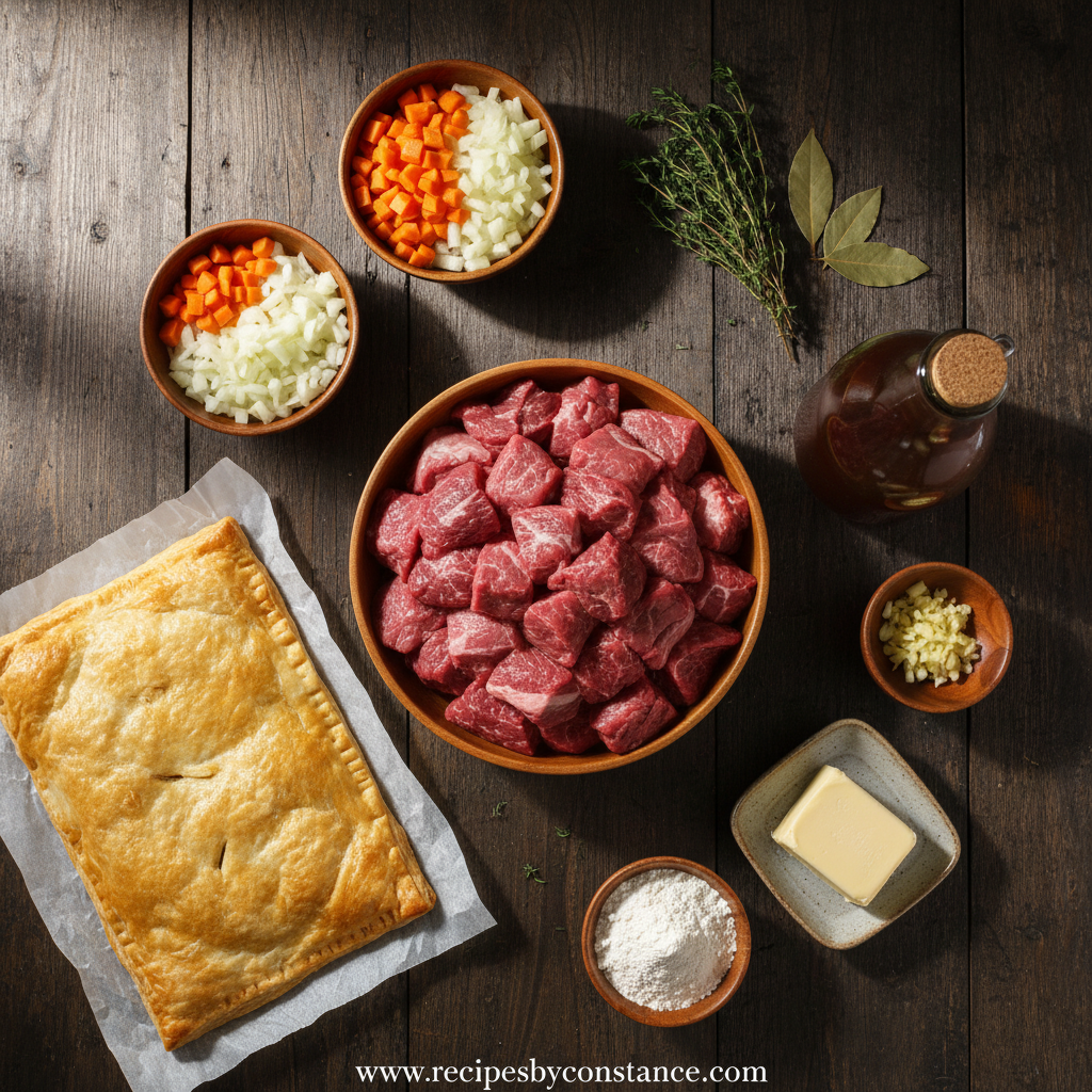 Ingredients for Savory Beef Stew Pot Pie