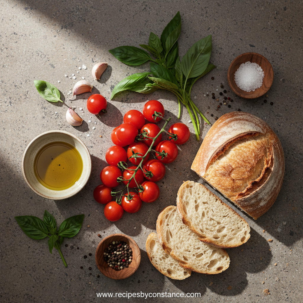 Fresh ingredients for Rustic Italian Bruschetta