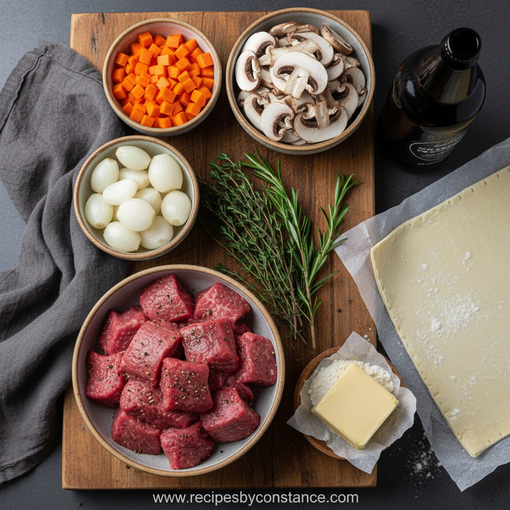 Ingredients for Stout Braised Beef Pot Pie