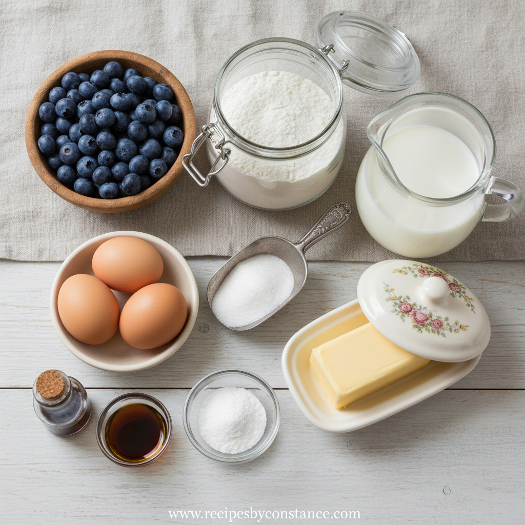 Ingredients for blueberry muffins