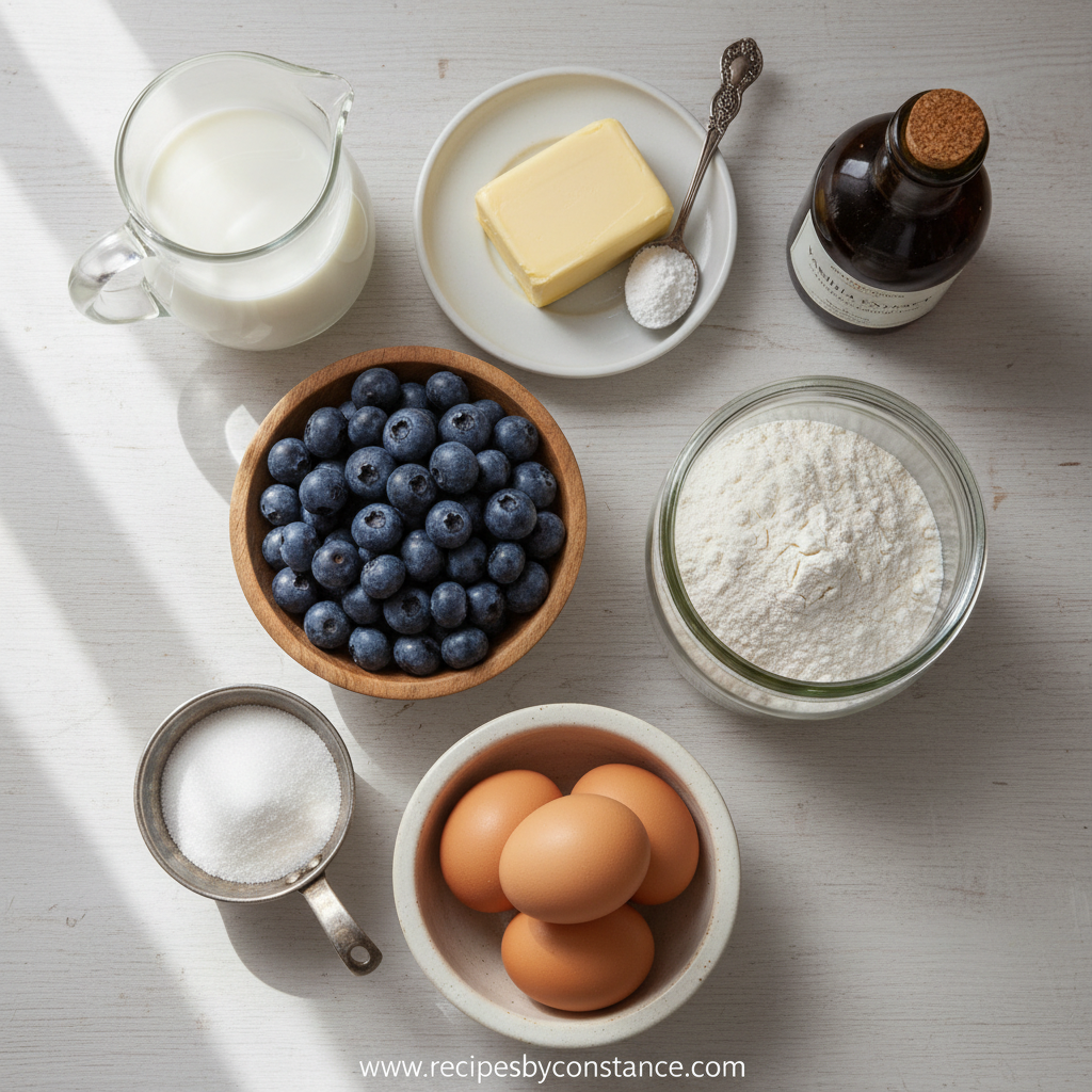 Ingredients for blueberry muffins