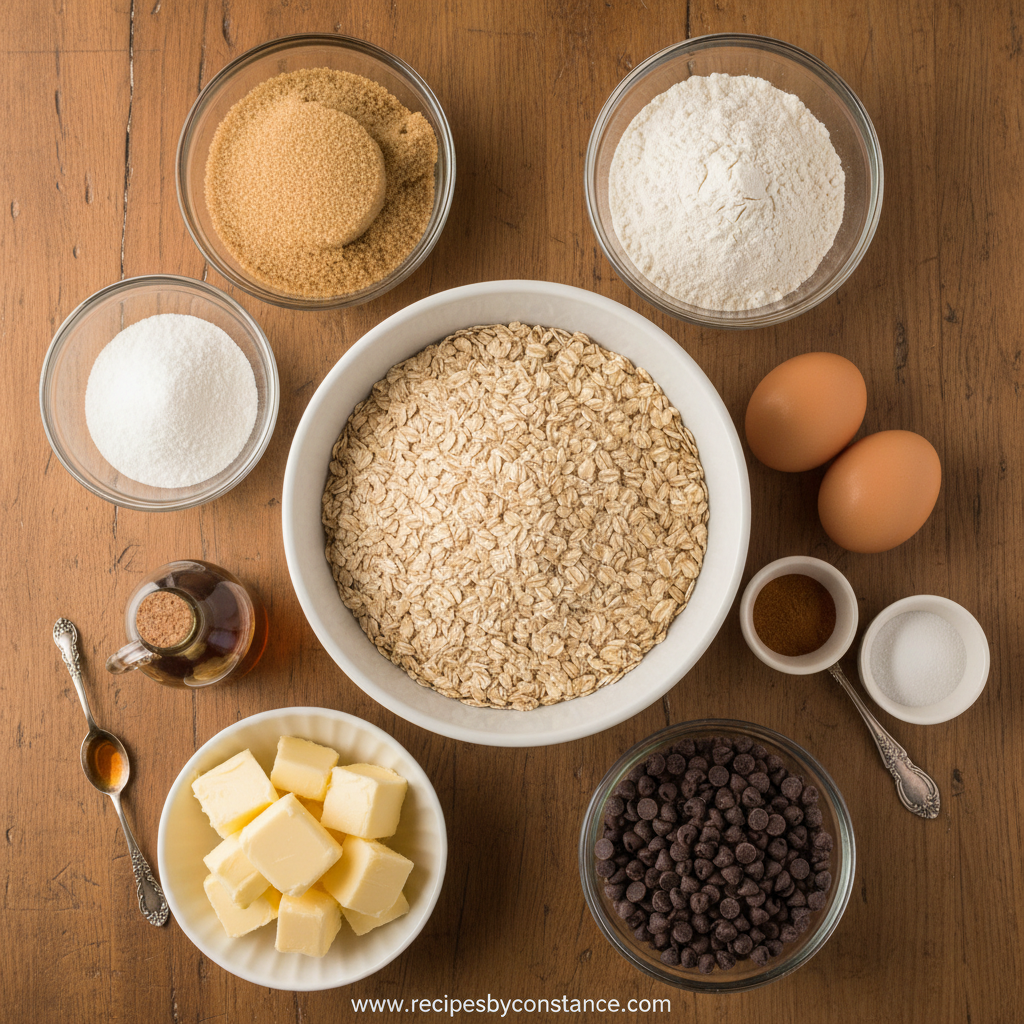 Ingredients for oatmeal cookies