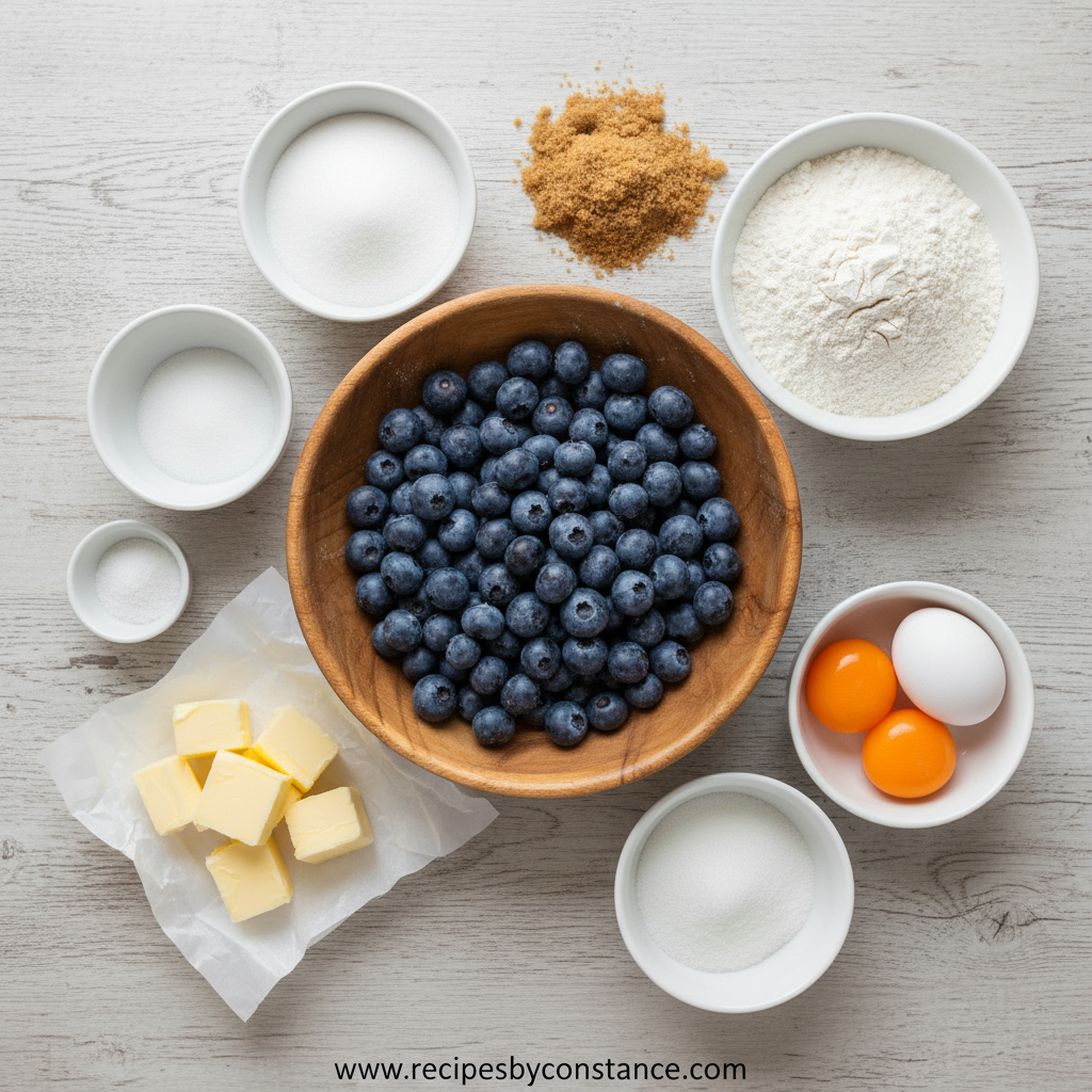 Ingredients for Blueberry Muffins with Crumble Topping