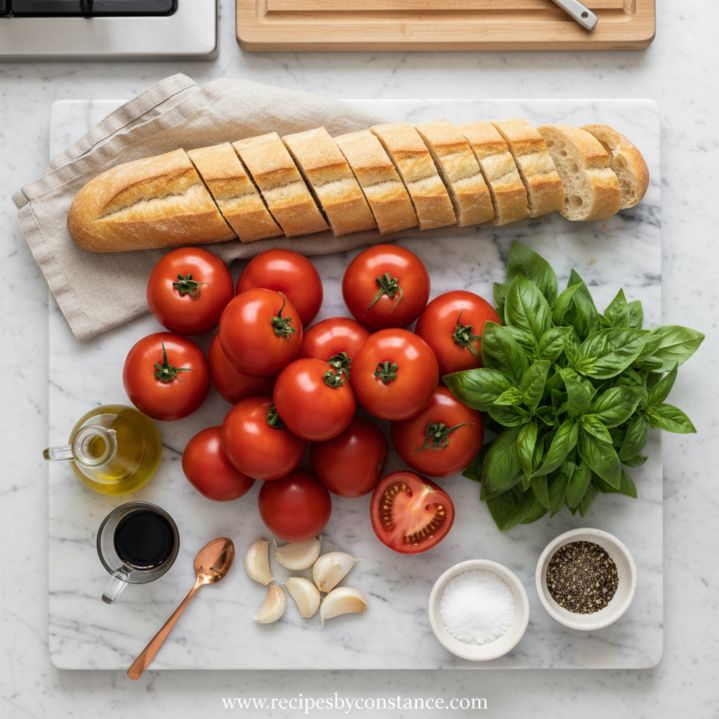 Classic Tomato Basil Bruschetta: A Fresh and Easy Appetizer Recipe 2 Fresh ingredients for Tomato Basil Bruschetta