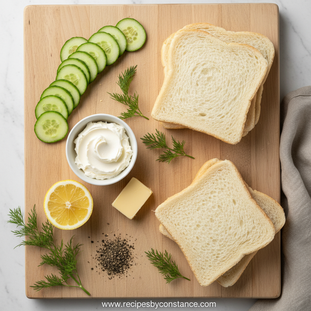 Ingredients for cucumber sandwich