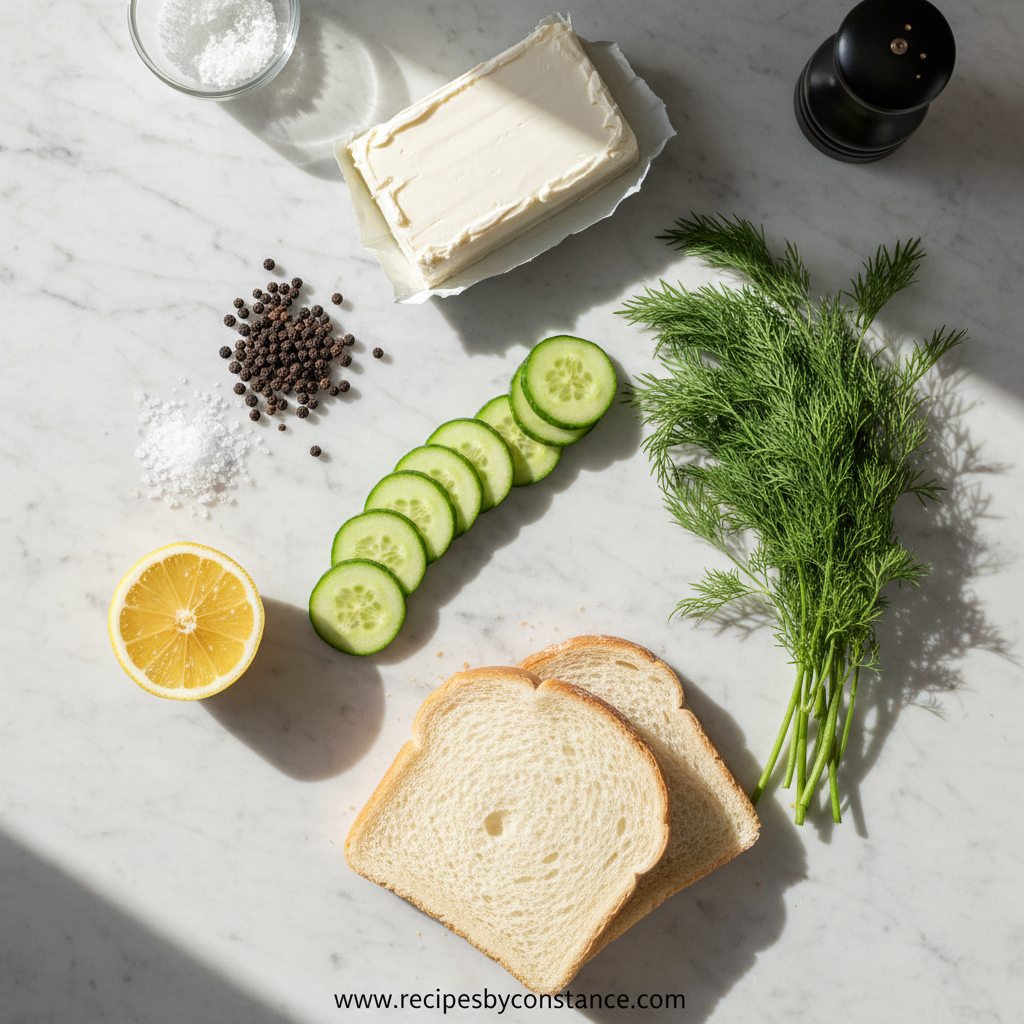 Ingredients for cucumber sandwiches