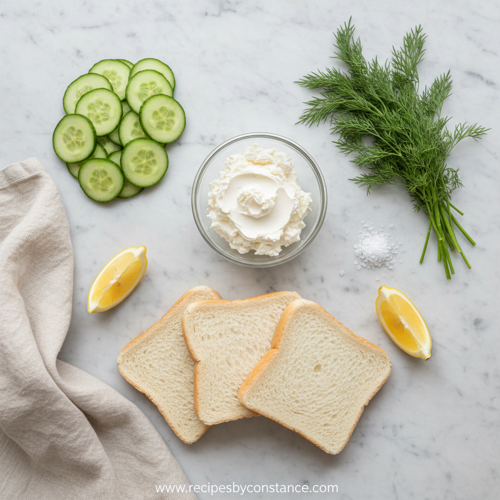 Ingredients for cucumber sandwiches