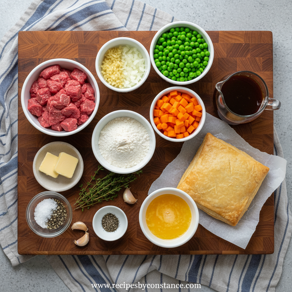 Ingredients for individual beef pot pies